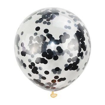 Кульки з конфеті, кружечки, чорний, 19" (48 см) 7C0040 фото
