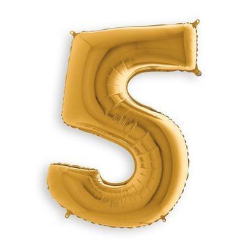 Куля фольгована фігурна "Цифра 5", 40 см, Золото 76819088 фото