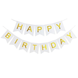Прапорці "Нappy Birthday", білий із золотом, 2 м (16&times;12 см)  3.0039 фото