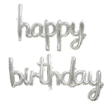 Фольгований надпис "Нappy Birthday", прописаний, висота літери 18 см, срібло 3.0177 фото