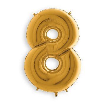 Куля фольгована фігурна "Цифра 8", 40 см, Срібло 80087594 фото
