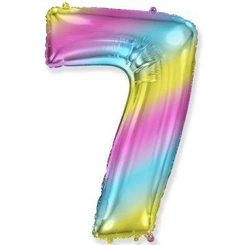 Куля фольгована фігурна "Цифра 7", 40 см, Райдужний 53589190 фото