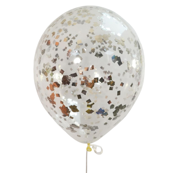 Кульки з конфеті, квадратики, срібло, 19" (48 см) 7Q0064 фото