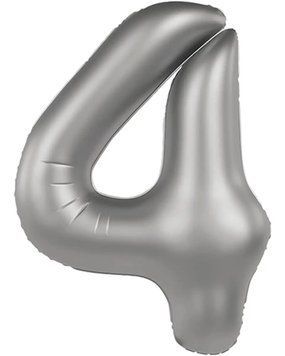 Куля фольгована фігурна Flexmetal Matte Slim "Цифра 4", Місячне срібло, 100 см 6575259 фото