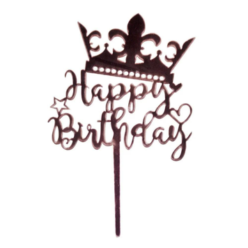 Топер Happy Birthday з короною, рожевий, 18&times;11 см 4.0089 фото