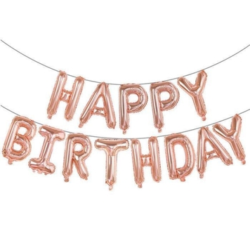 Фольгований надпис "Нappy Birthday", висота літери 40 см, рожеве золото 3.0103 фото