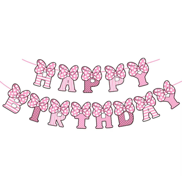 Прапорці "Happy Birthday", Міні-Маус, рожеві, 3 м 3.0030 фото